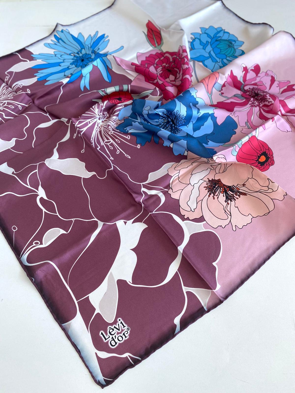 Levidor Silk Twill Scarf 46879 Pink Mixed Pattern
