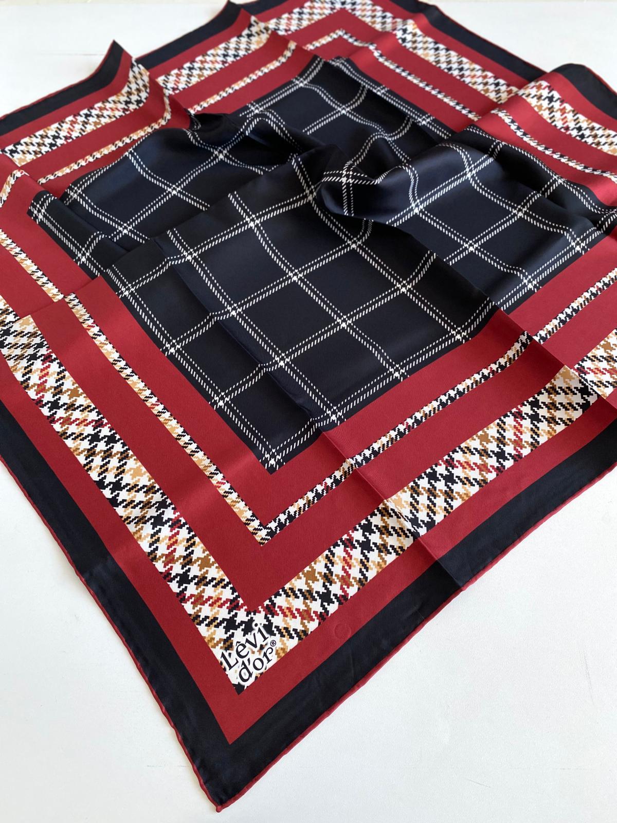 Levidor Twill Silk Scarf 46911 Red Mixed Pattern