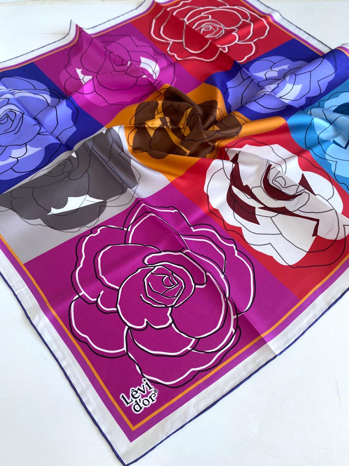 Levidor Silk Twill Scarf 46924 Pink-Cream Mixed Pattern