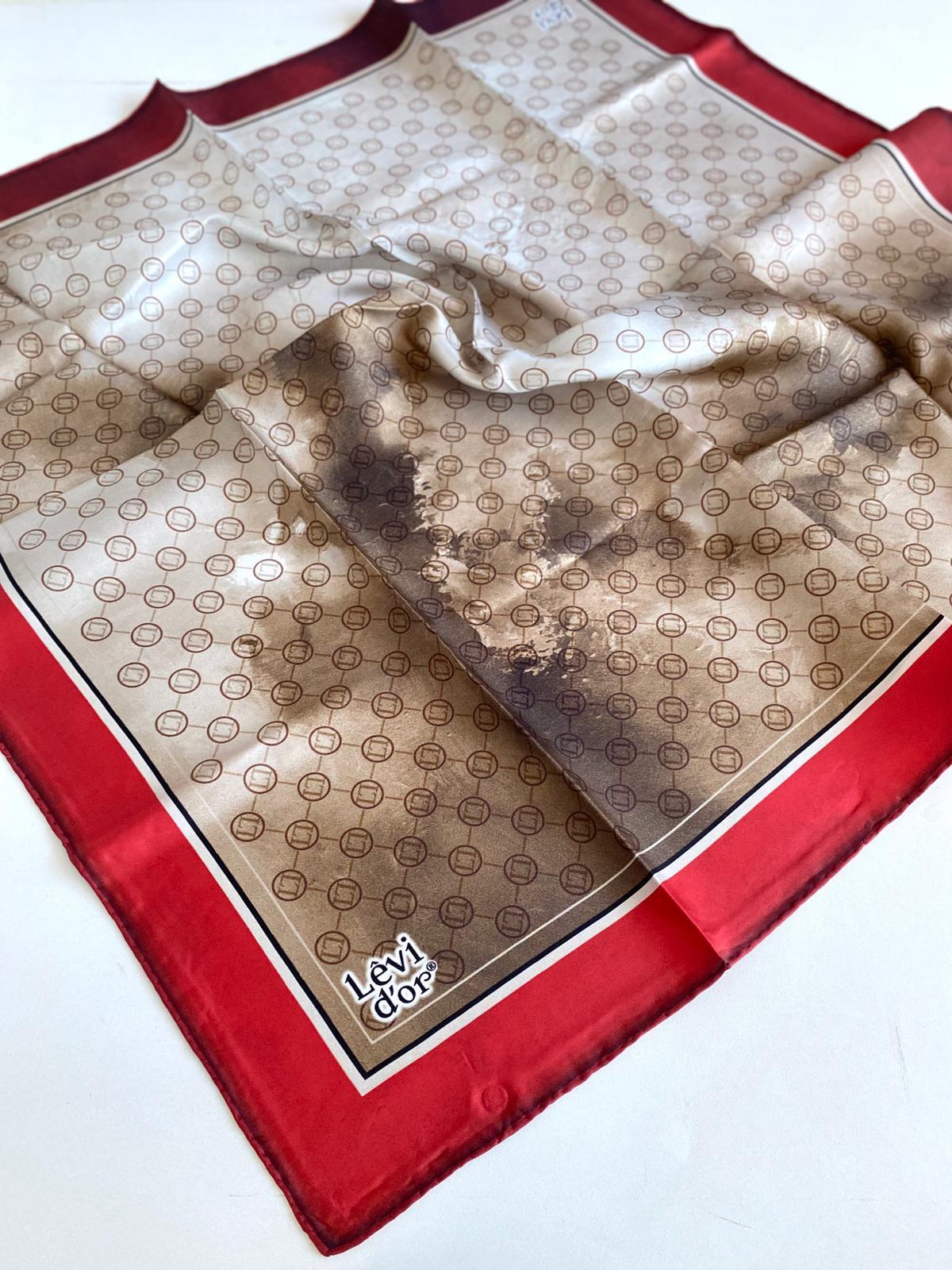 Levidor Silk Twill Scarf 47025 Red Monogram Pattern