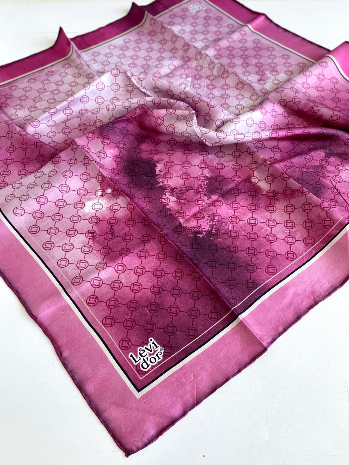 Levidor Tivil İpek Eşarp 47026 Pembe Monogram Desen