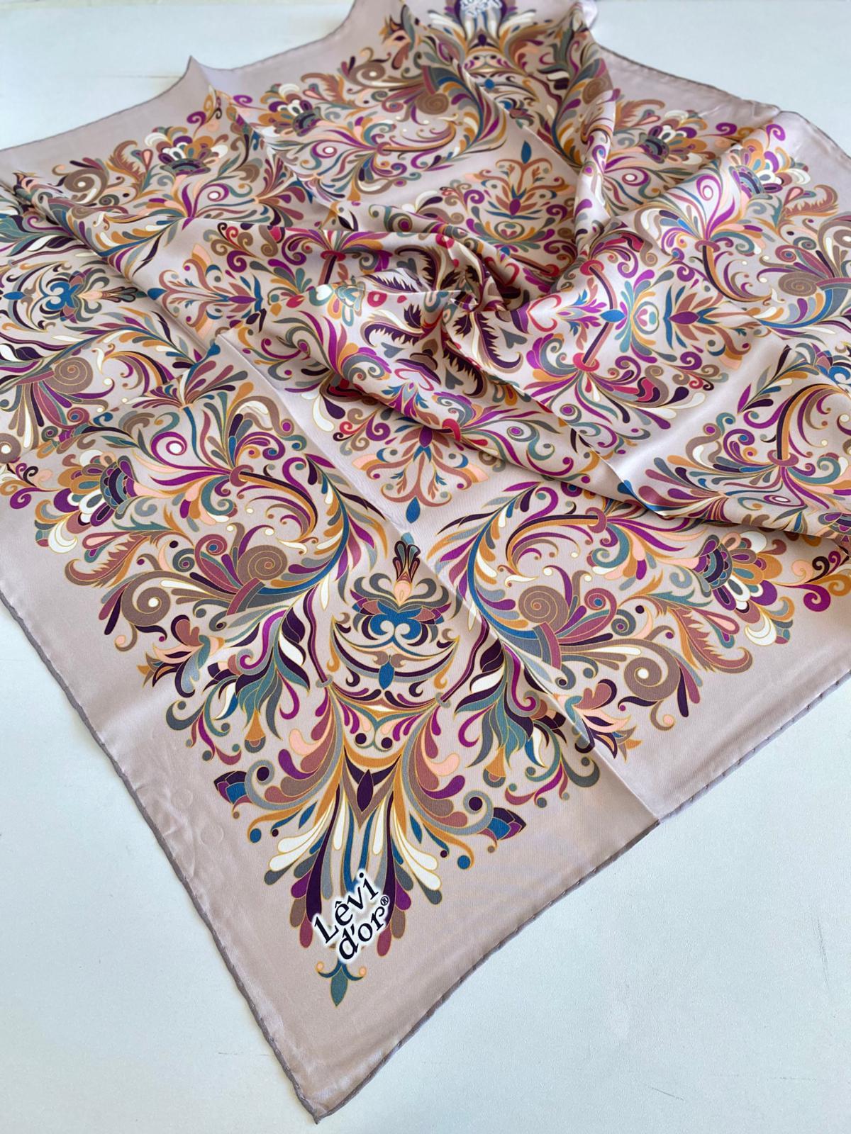 Levidor Silk Twill Scarf 47073 Stone Color Mixed Pattern