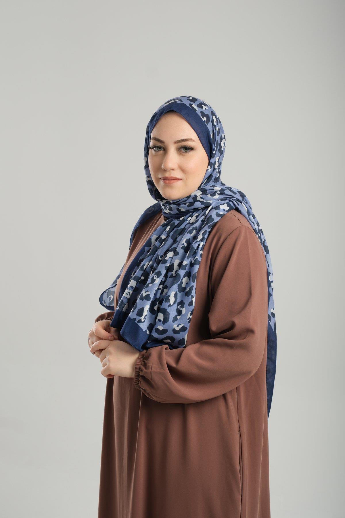 Lila Desenli Şal Kesik Elyaf Pamuksu Leopar Dijital Baskılı 202125_28