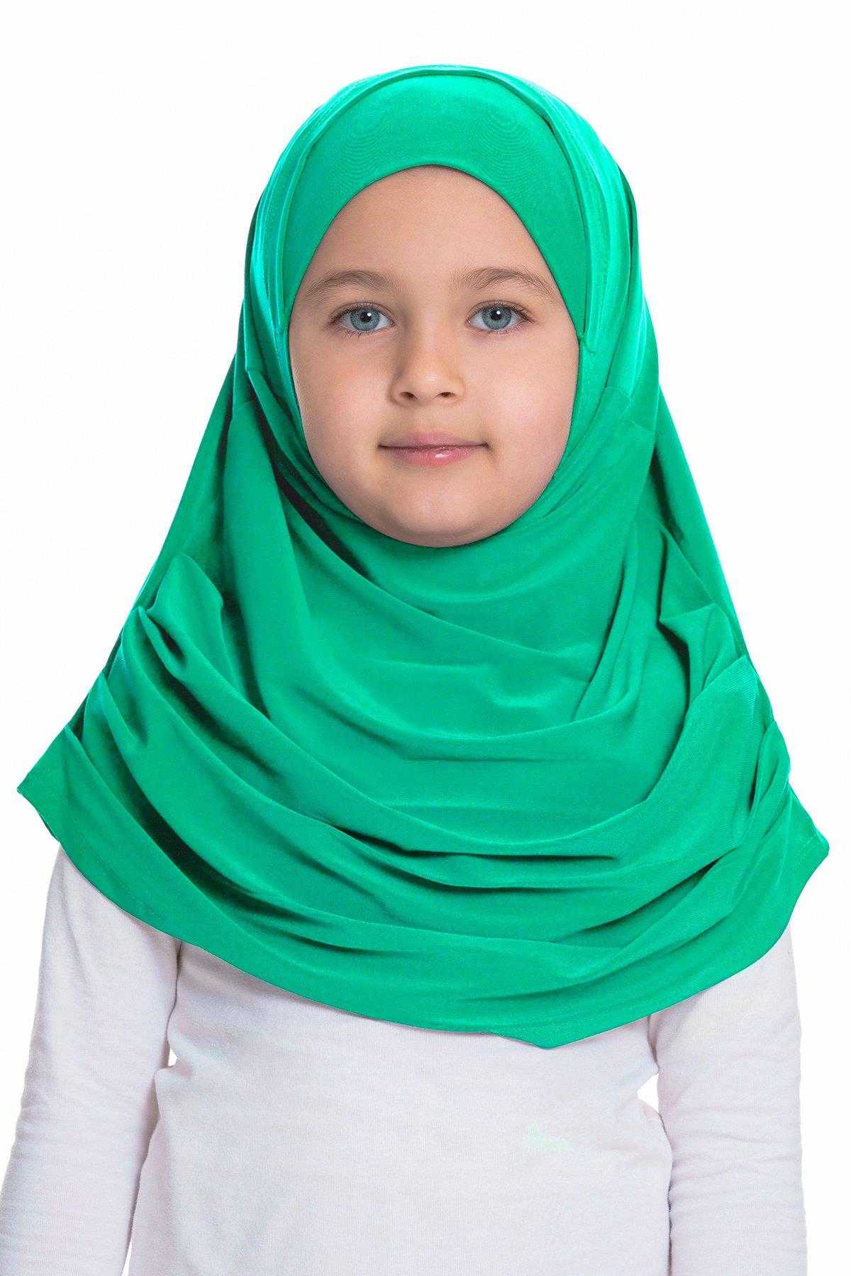 Mint Yeşili Pratik Hazır Geçmeli Çocuk Tesettür Bone Sandy Kumaş Kendinden Boneli 78_13