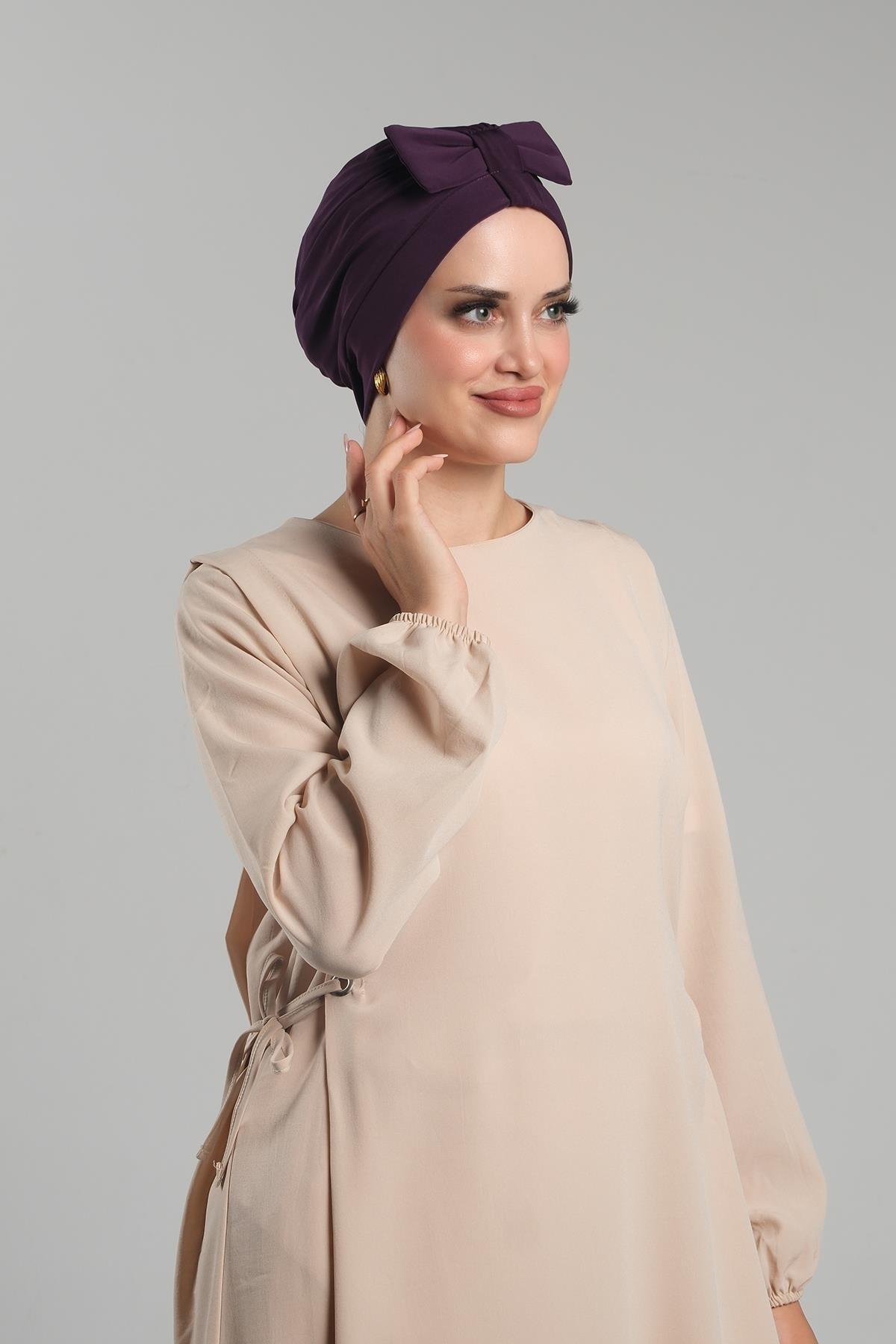 Mürdüm Pratik Hazır Geçmeli Fiyonklu Bone Sandy Çift Taraflı Çapraz 3007B_07