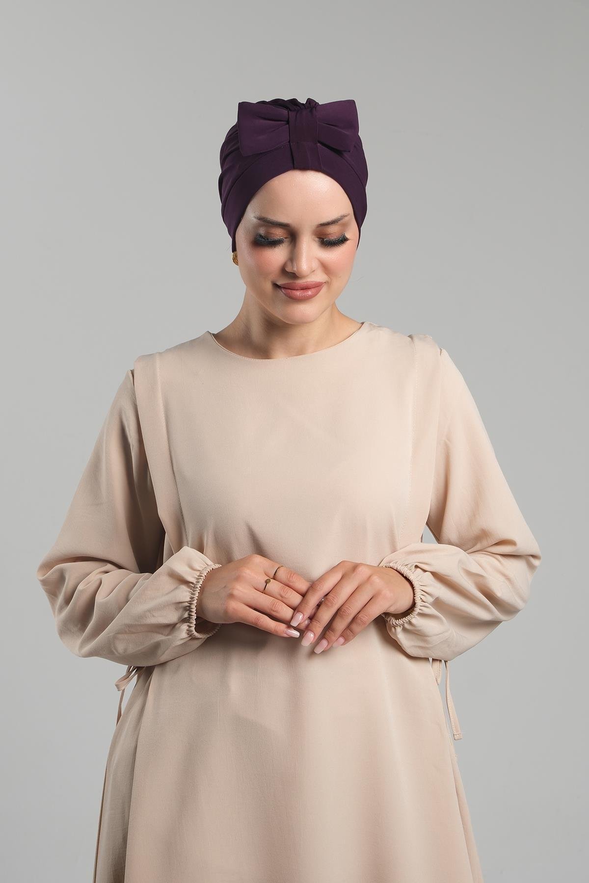Mürdüm Pratik Hazır Geçmeli Fiyonklu Bone Sandy Çift Taraflı Çapraz 3007B_07