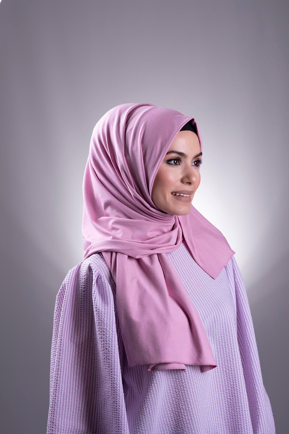 Pembe Düz Klasik Şal Viskon Kumaş Likralı Penye 202101_04