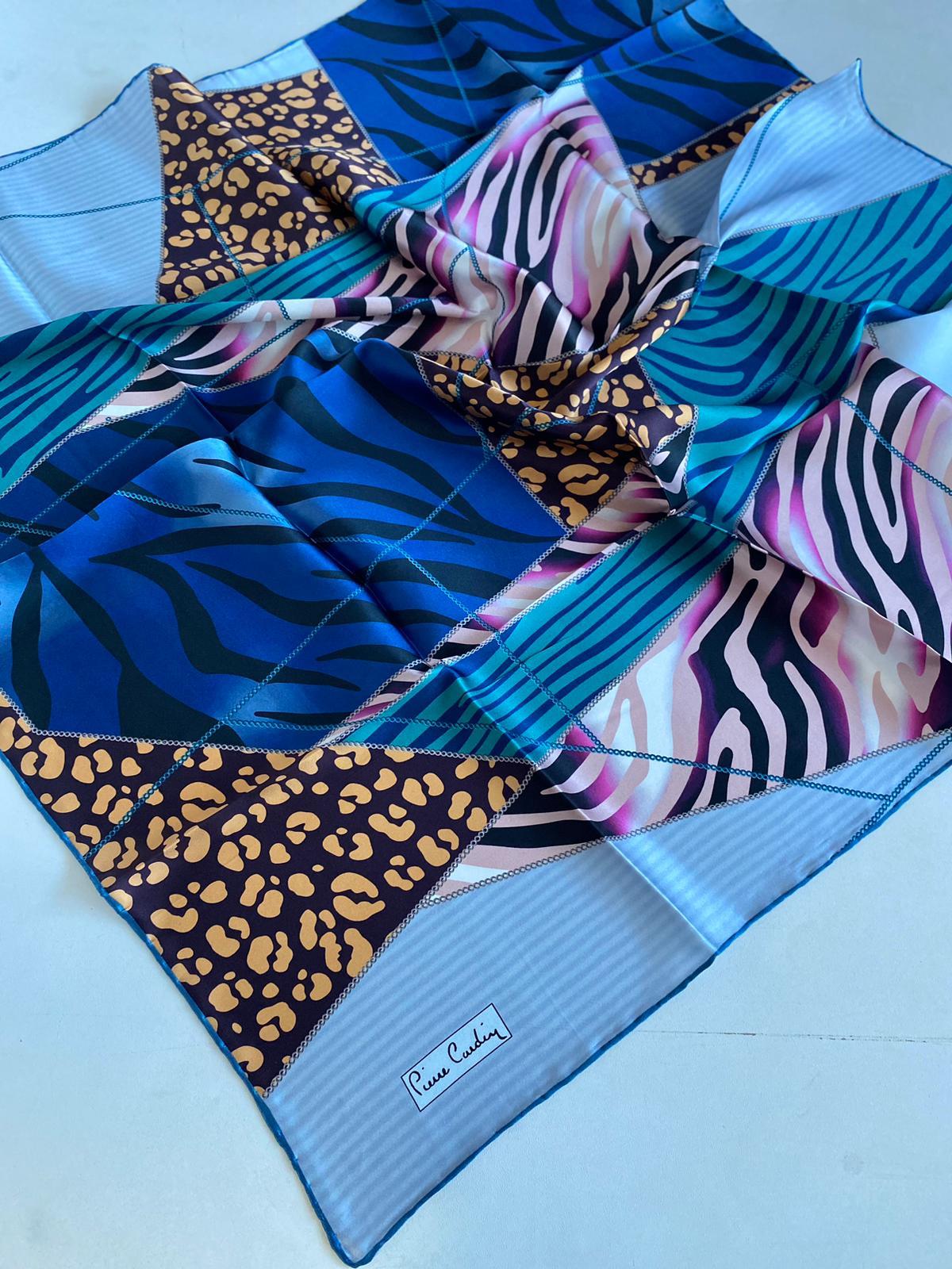 Pierre Cardin Defolu Sura İpek Eşarp 43622 Mavi Karışık Desen