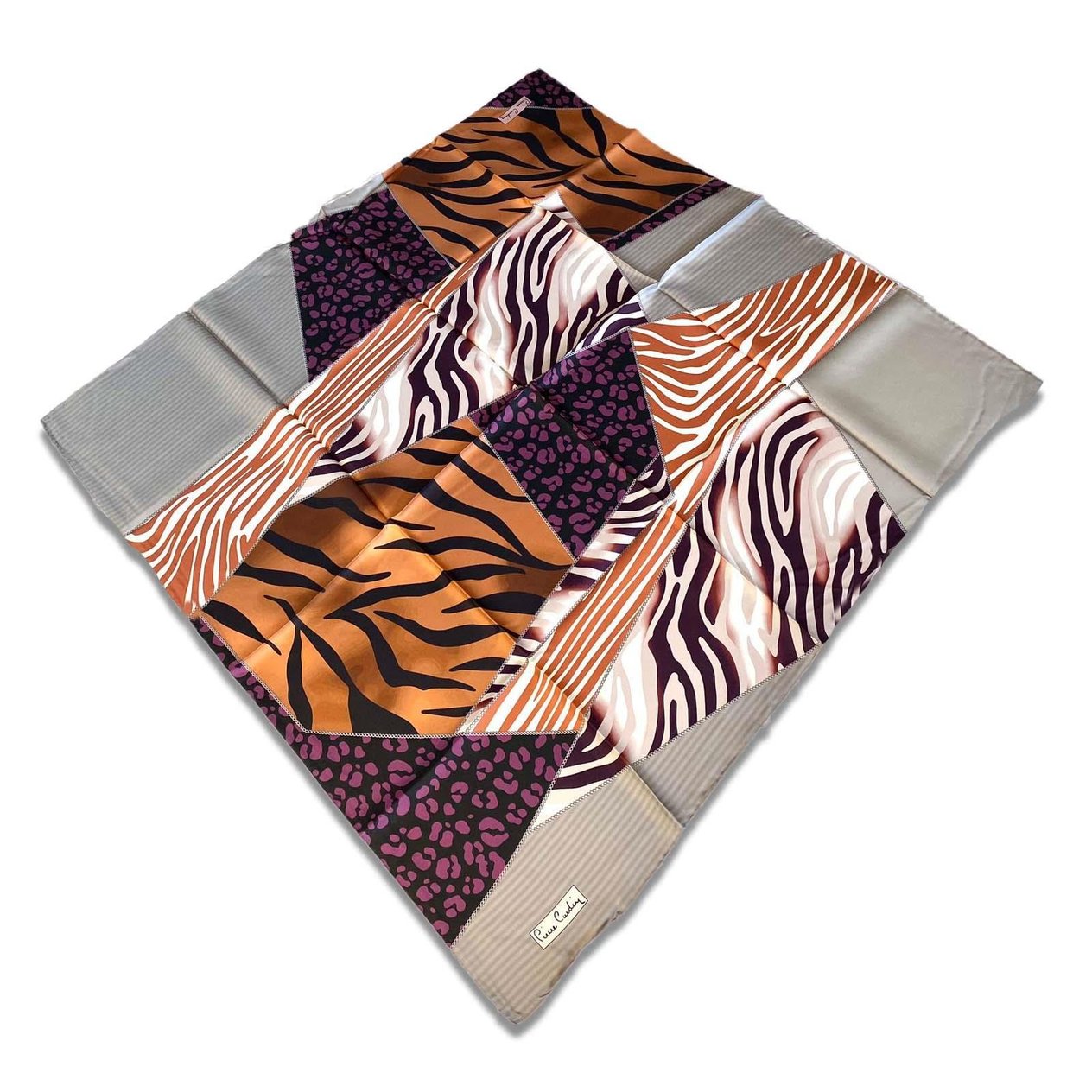 Pierre Cardin Flawless Orange Mixed Pattern Twill Silk Scarf 32183