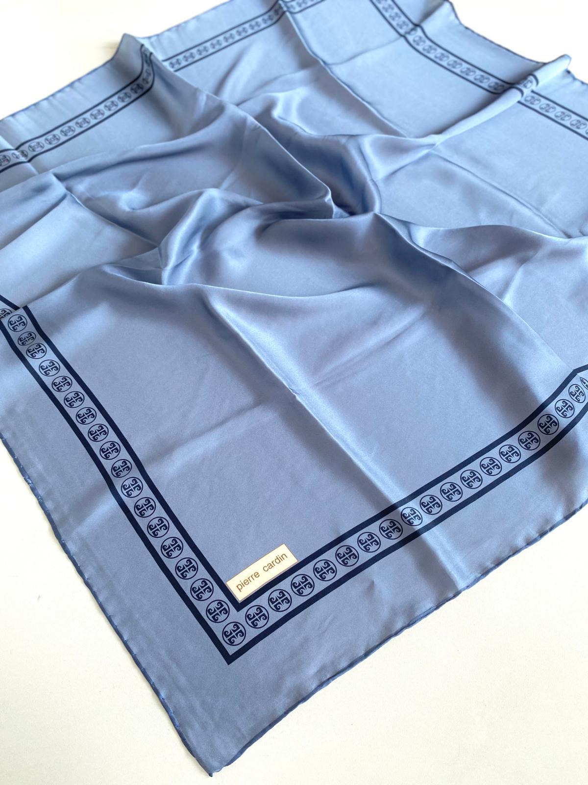 Pierre Cardin Satin Silk Scarf 8929230-322-48174 Indigo Mixed Pattern