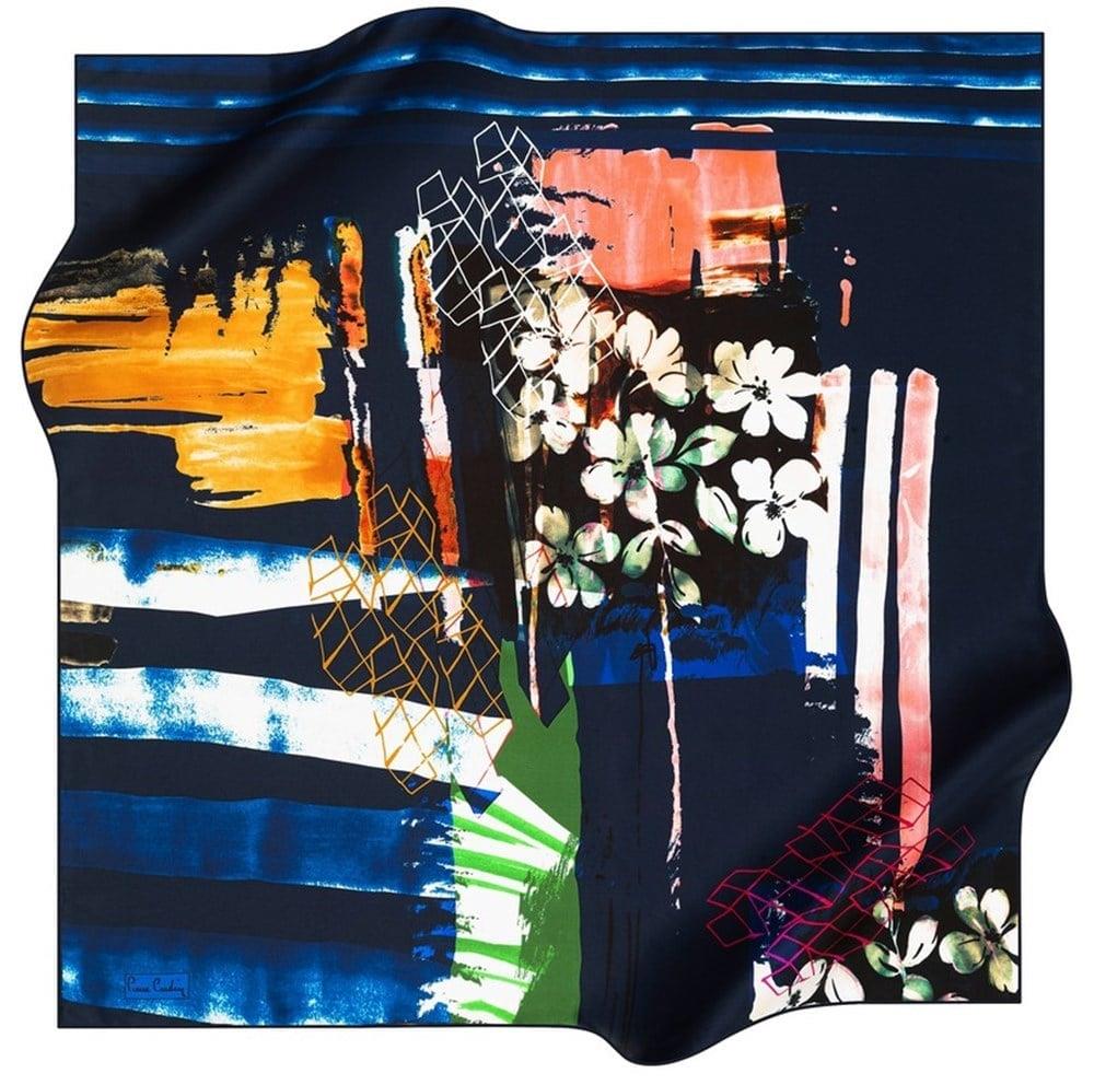 Pierre Cardin Twill Silk Scarf 8276438-921-48706 Navy Blue Mixed Pattern