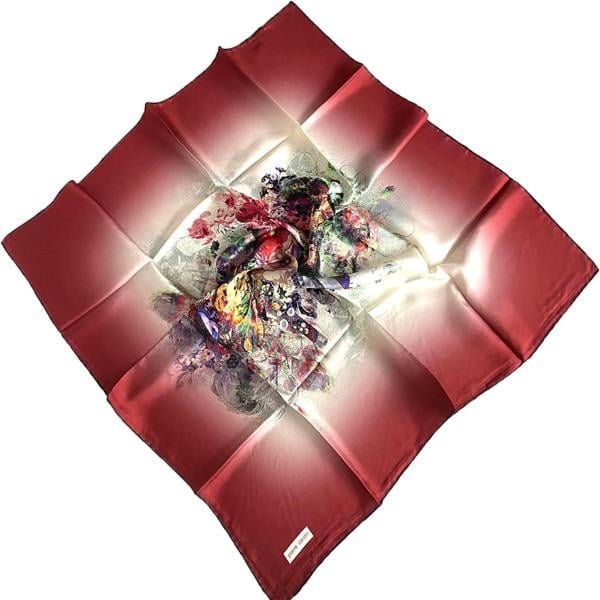 Pierre Cardin Twill Silk Scarf 8528438-913-35586 Red Mixed Pattern