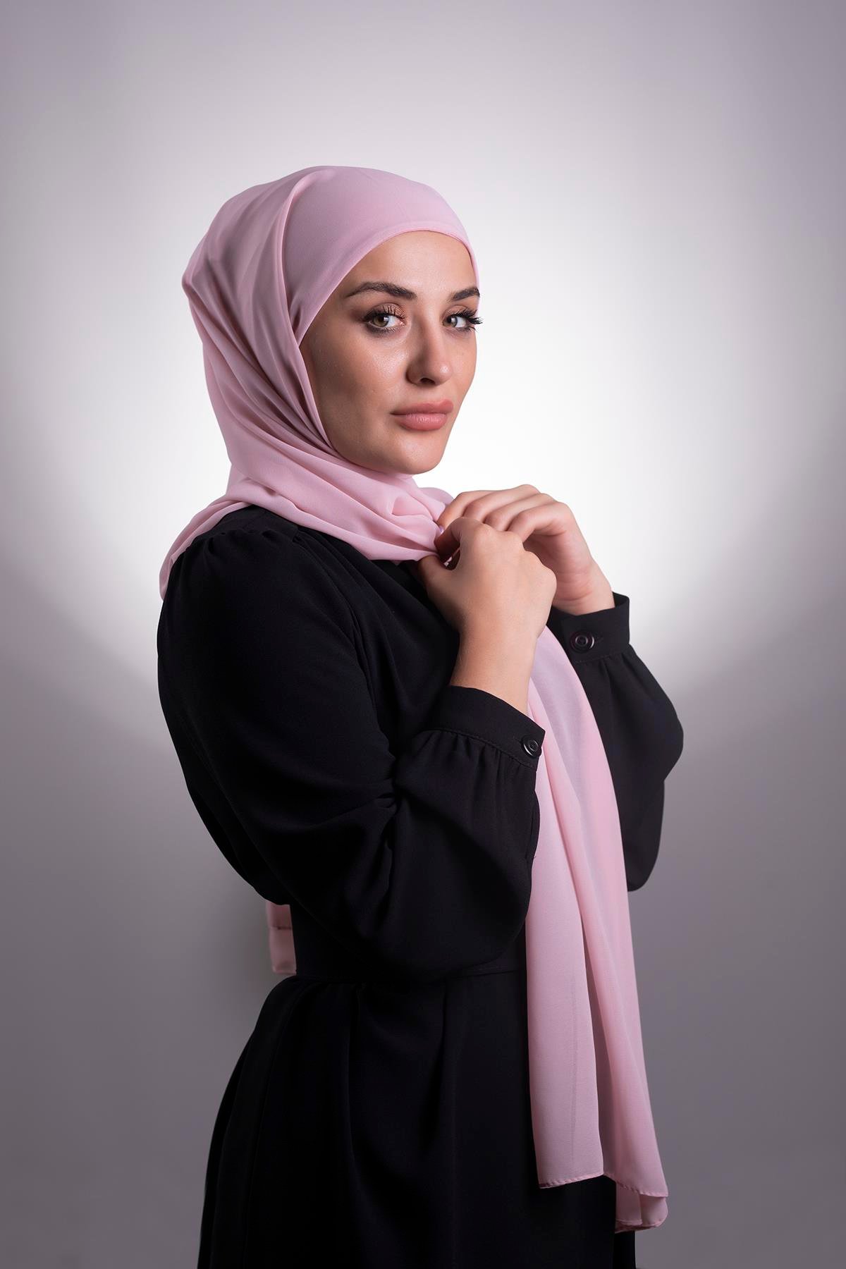 Pudra Pratik Hazır Geçmeli Şal Şifon Boru Boneli 3001_06