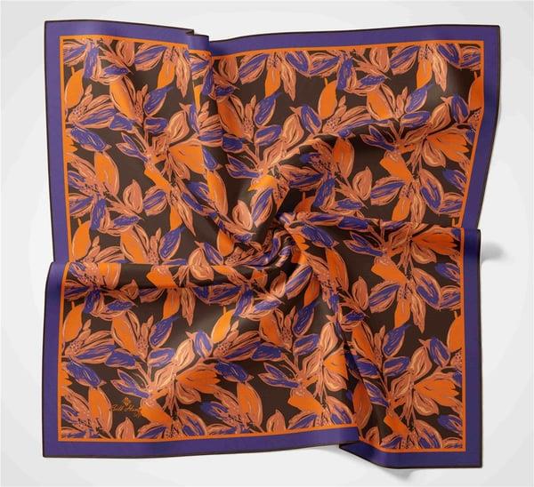 Silk Home Acı Kahve-Turuncu Çiçek Desen Soft Eşarp 73055-18