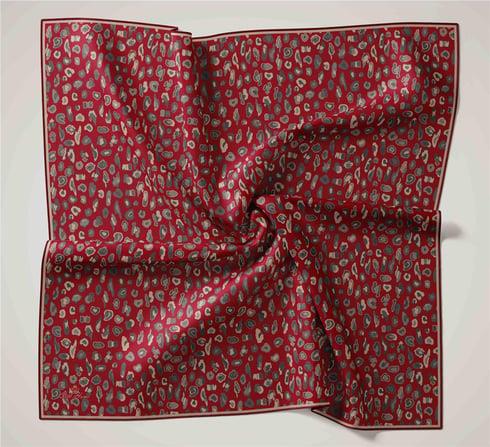 Silk Home Bordo Mor, Vizon, Füme Geometrik Desen Tivil İpek Eşarp IST11466-24
