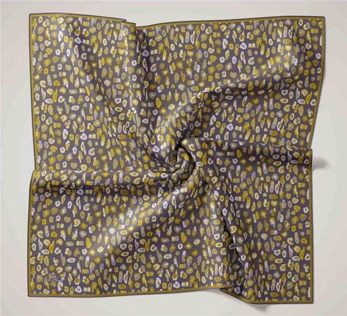 Silk Home Füme, Asit, Yağ Yeşili, Taş Geometrik Desen Tivil İpek Eşarp IST11466-29