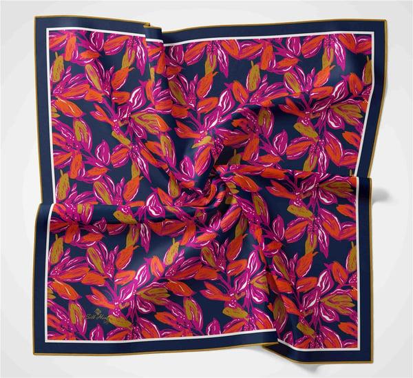 Silk Home Fuşya-Lacivert Çiçek Desen Soft Eşarp 73055-17