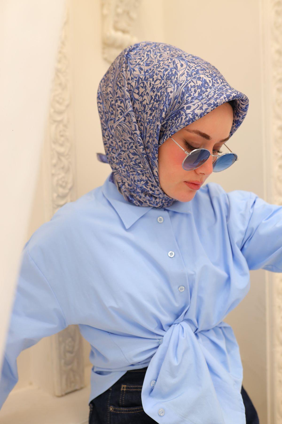 Silk Home Gümüş, Mor, Gri Geometrik Desen Tivil İpek Eşarp IST11459-45