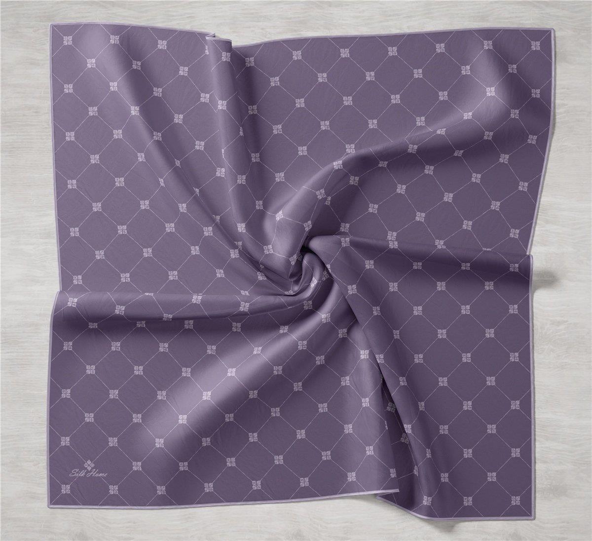 Silk Home Lila Karışık Desen Tivil İpek Eşarp IST 11392-26