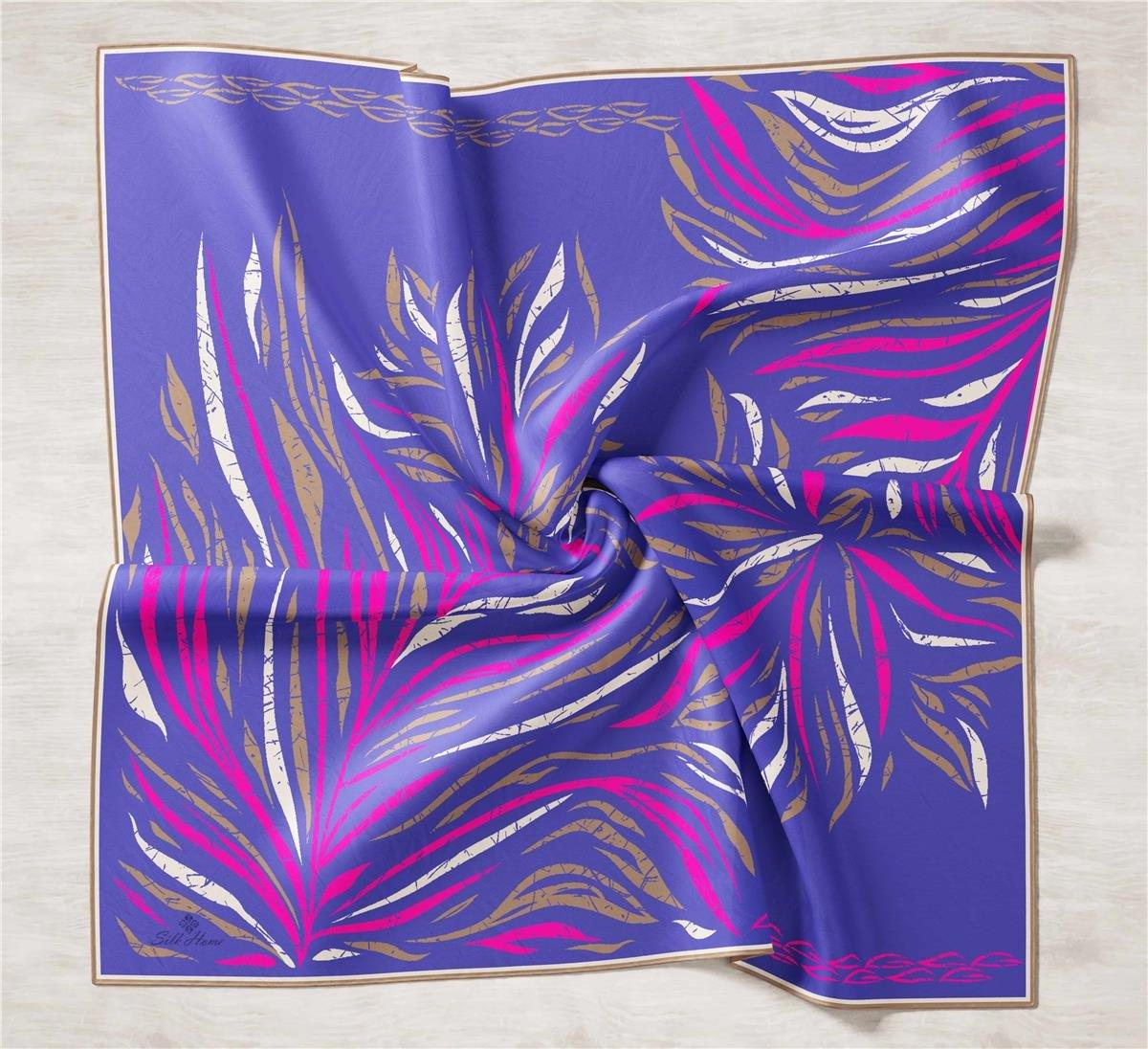 Silk Home Mor-Vizon Desenli Tivil İpek Eşarp 11432-15