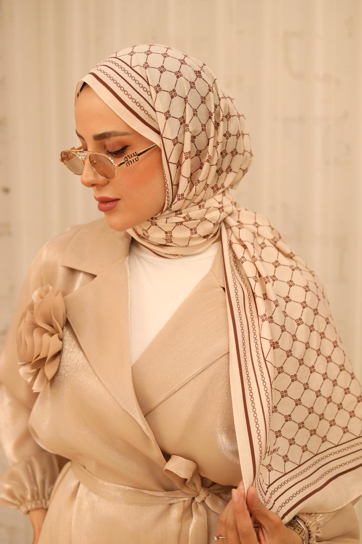 Silk Home Olinda Şal 49005-39 Vanilya, Acı Kahve