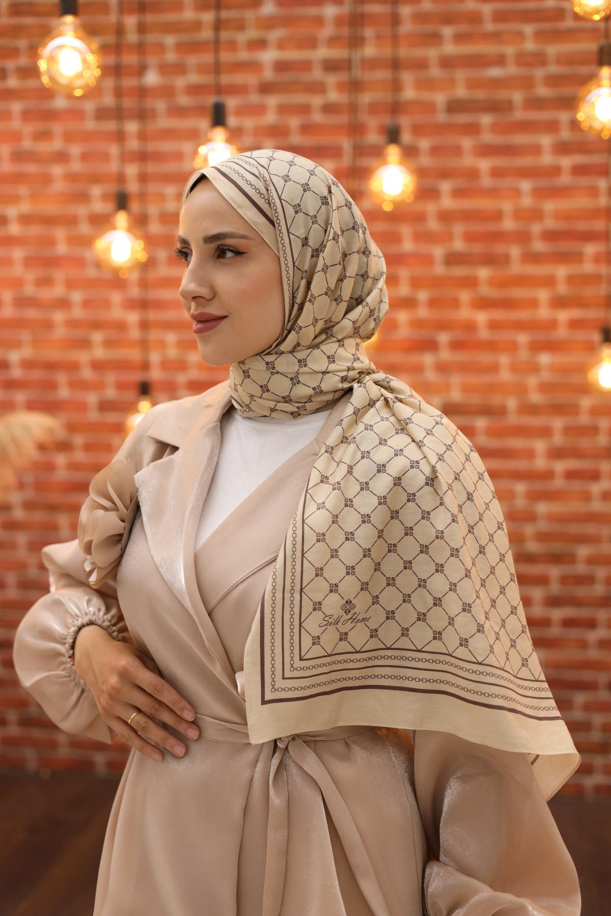 Silk Home Olinda Şal 49005-40 Kum Beji, Koyu Vizon