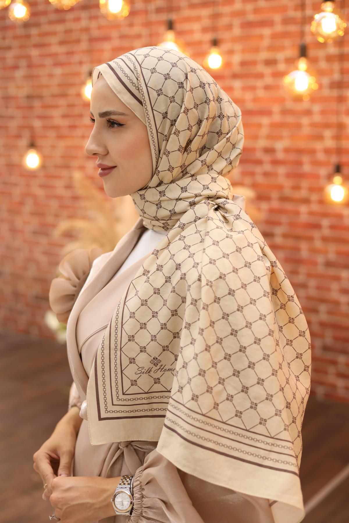 Silk Home Olinda Şal 49005-40 Kum Beji, Koyu Vizon