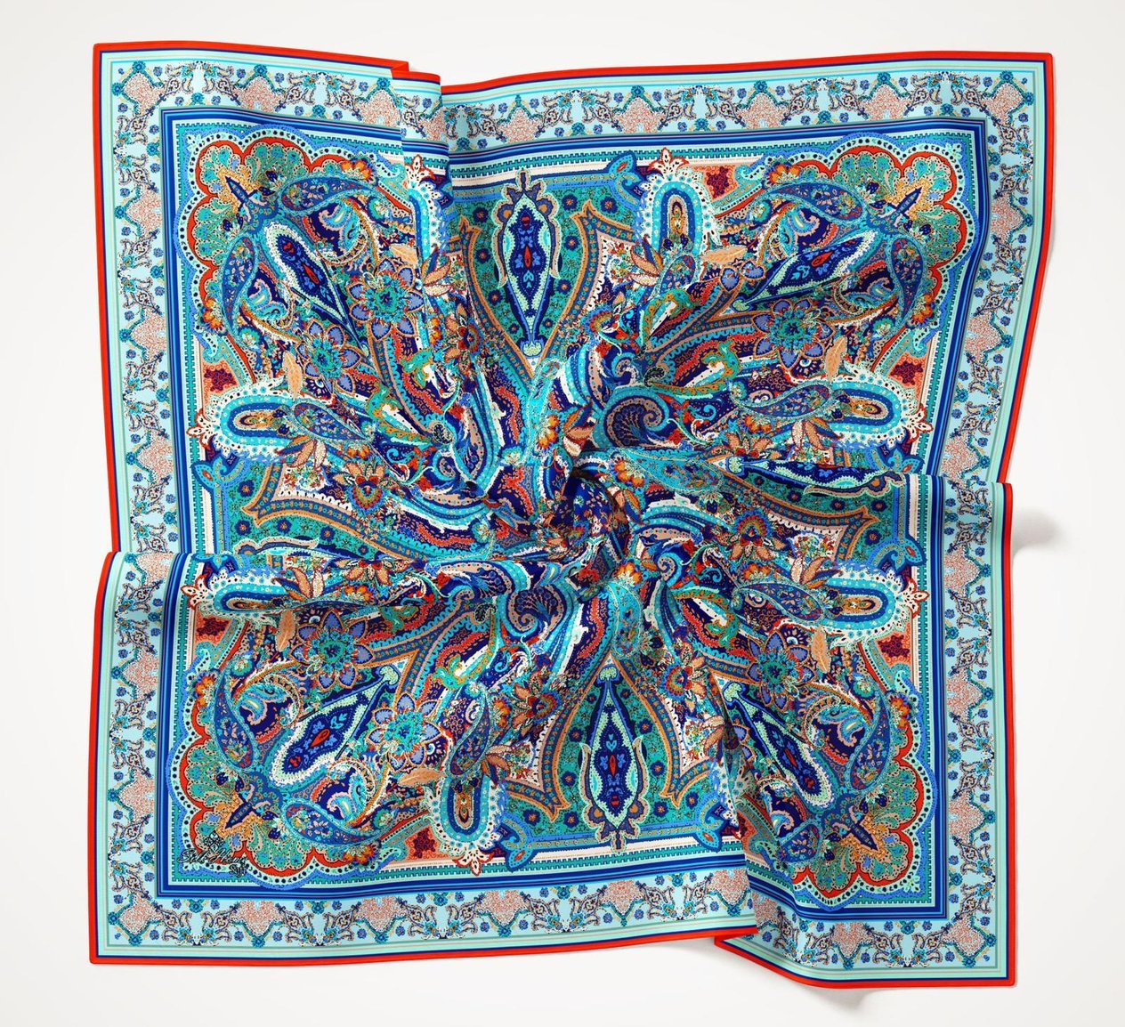 Silk Home Soft Bebe Mavisi Etnik Desenli Soft Eşarp 2002-36