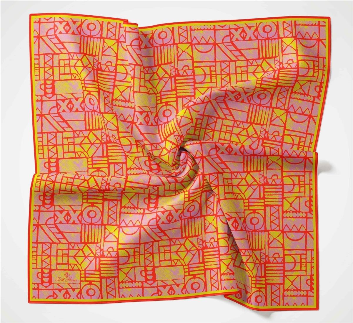 Silk Home Soft Eşarp 36685 Turuncu-Neon Sarı Karma Desen 