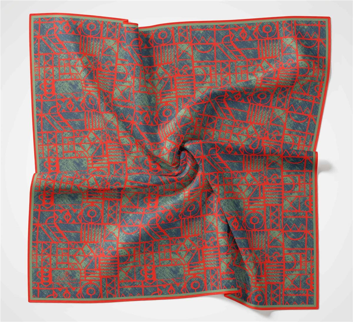 Silk Home Soft Eşarp 36717 Kırmızı Yeşil Karma Desen 