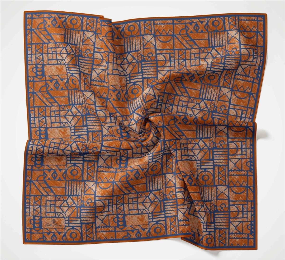 Silk Home Soft Eşarp 36727 Kahverengi Turuncu Karma Desen 