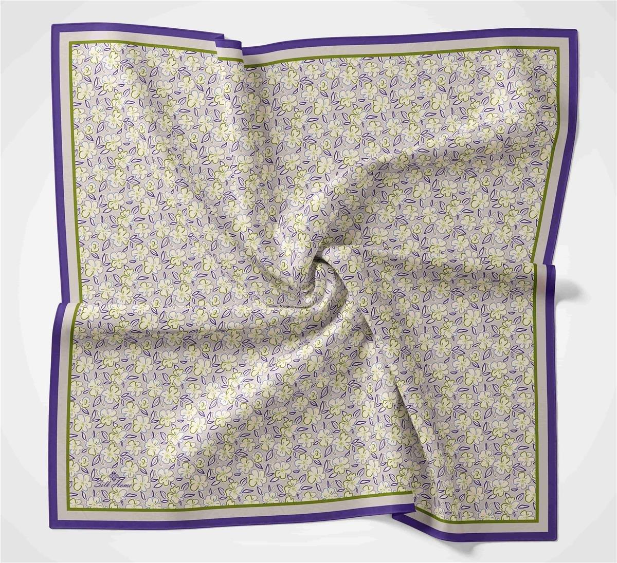 Silk Home Soft Eşarp 37018 Gri Çiçek Desen