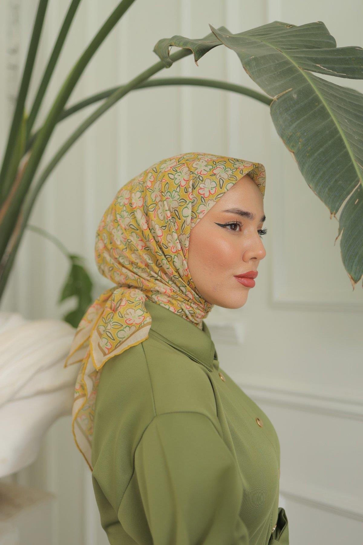 Silk Home Soft Eşarp 37019 Sarı Çiçek Desen