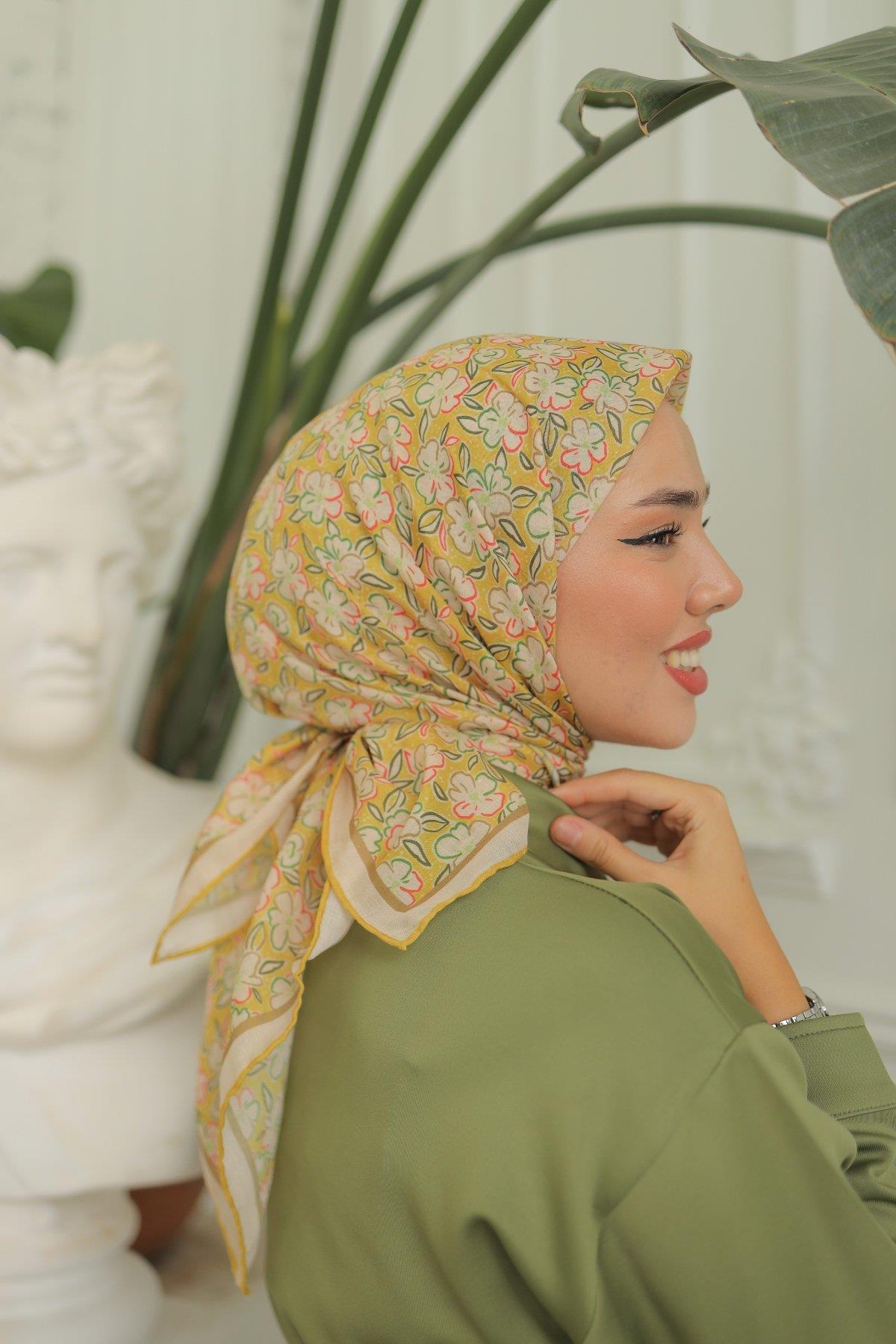 Silk Home Soft Eşarp 37019 Sarı Çiçek Desen