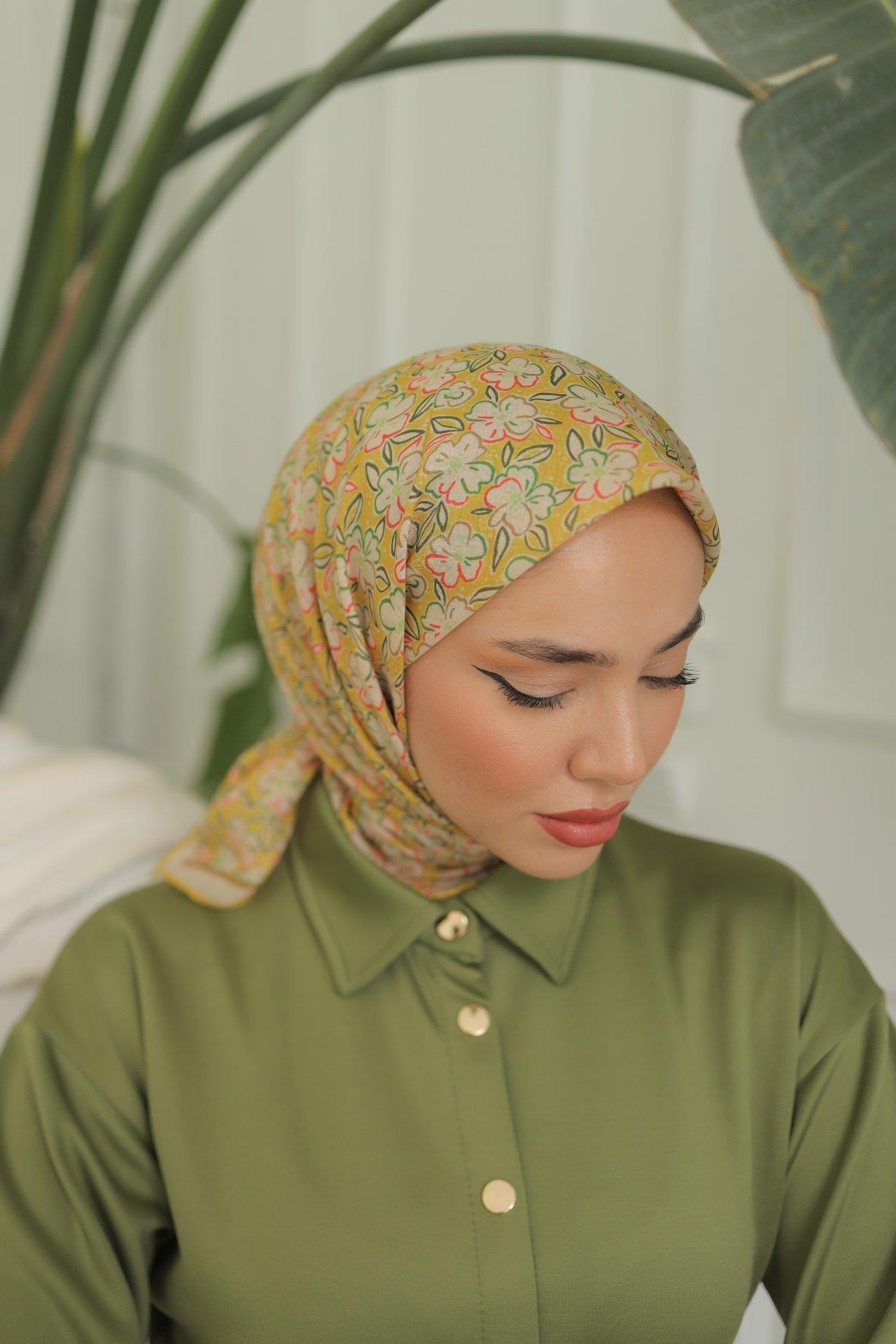 Silk Home Soft Eşarp 37019 Sarı Çiçek Desen