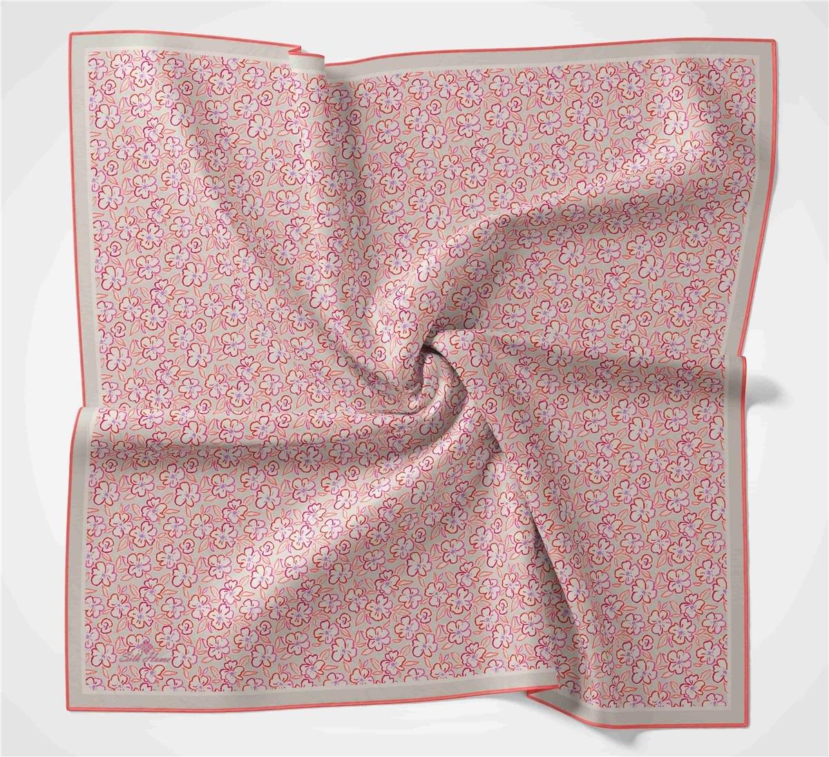 Silk Home Soft Eşarp 37031 Gri Çiçek Desen
