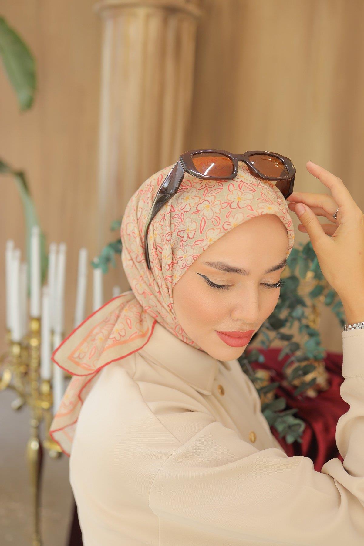 Silk Home Soft Eşarp 37047 Mercan Çiçek Desen