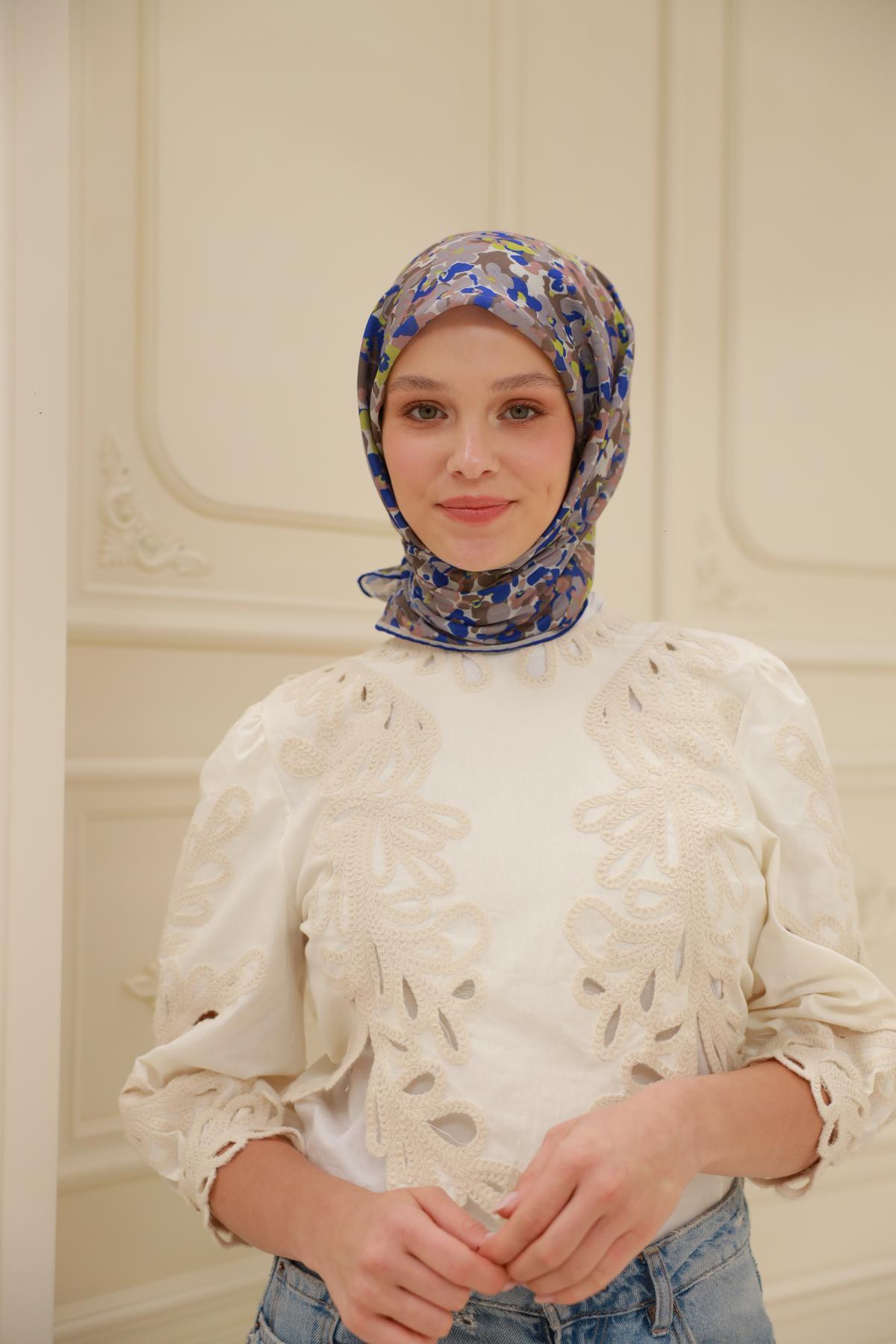 Silk Home Soft Eşarp 47282 Krem Karışık Desen 