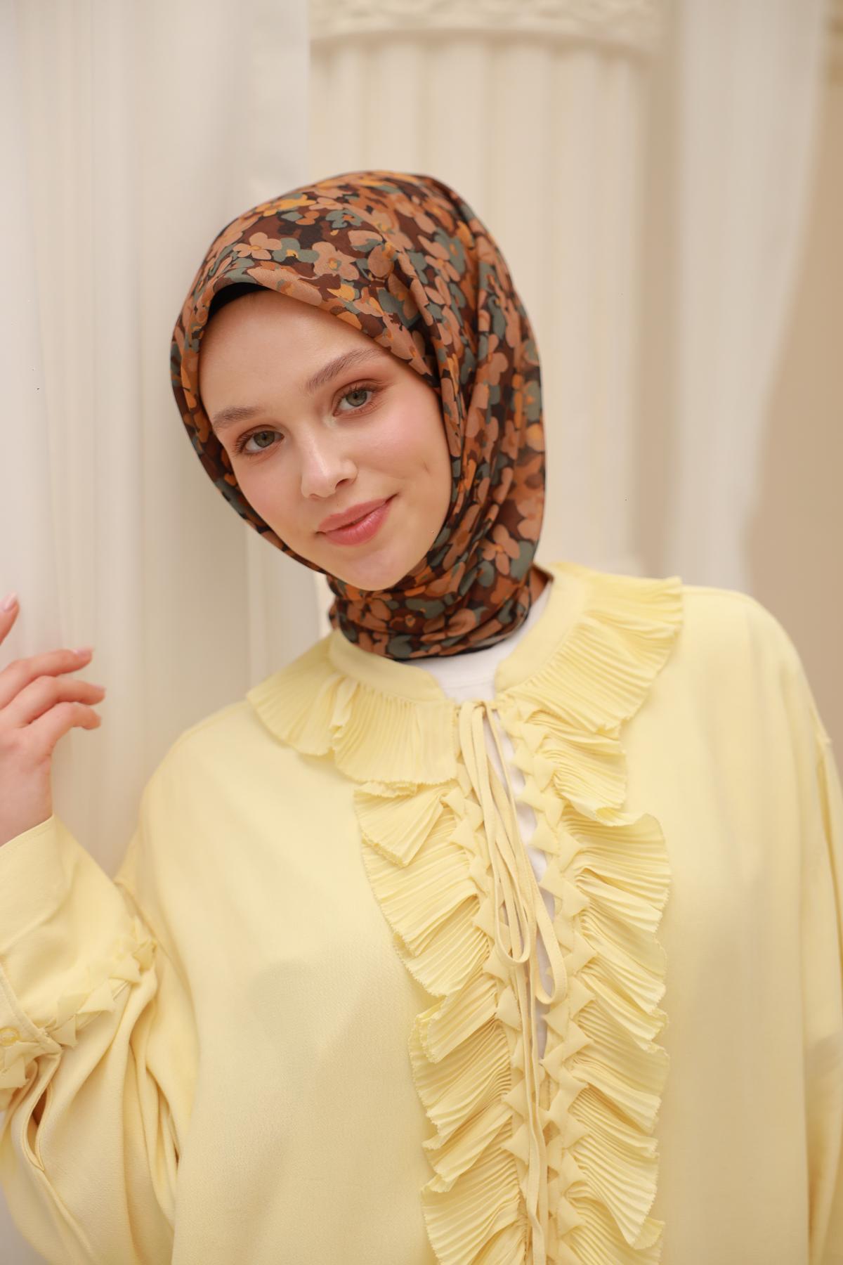 Silk Home Soft Eşarp 47316 Kahverengi Karışık Desen 