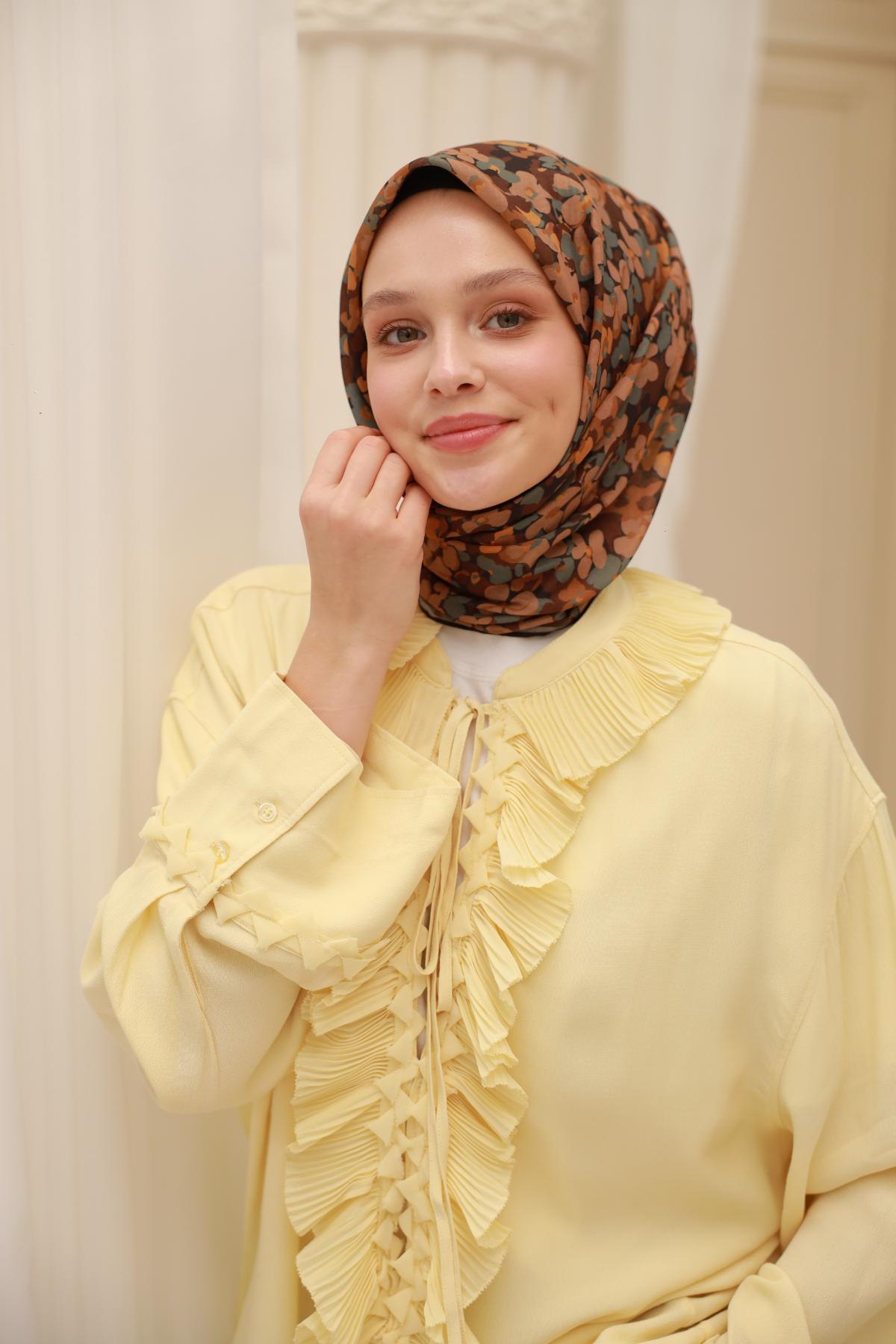 Silk Home Soft Eşarp 47316 Kahverengi Karışık Desen 