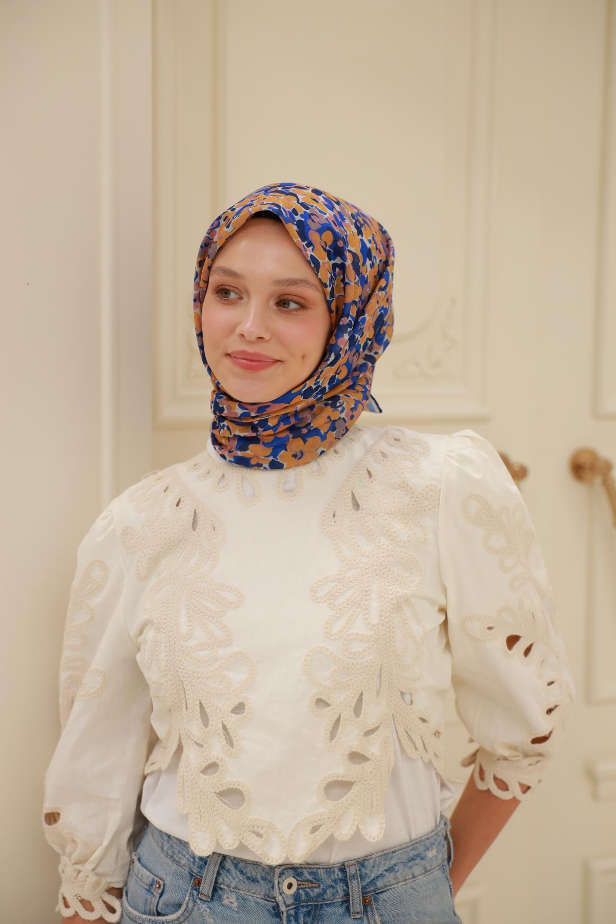 Silk Home Soft Eşarp 47318 Saks Karışık Desen 