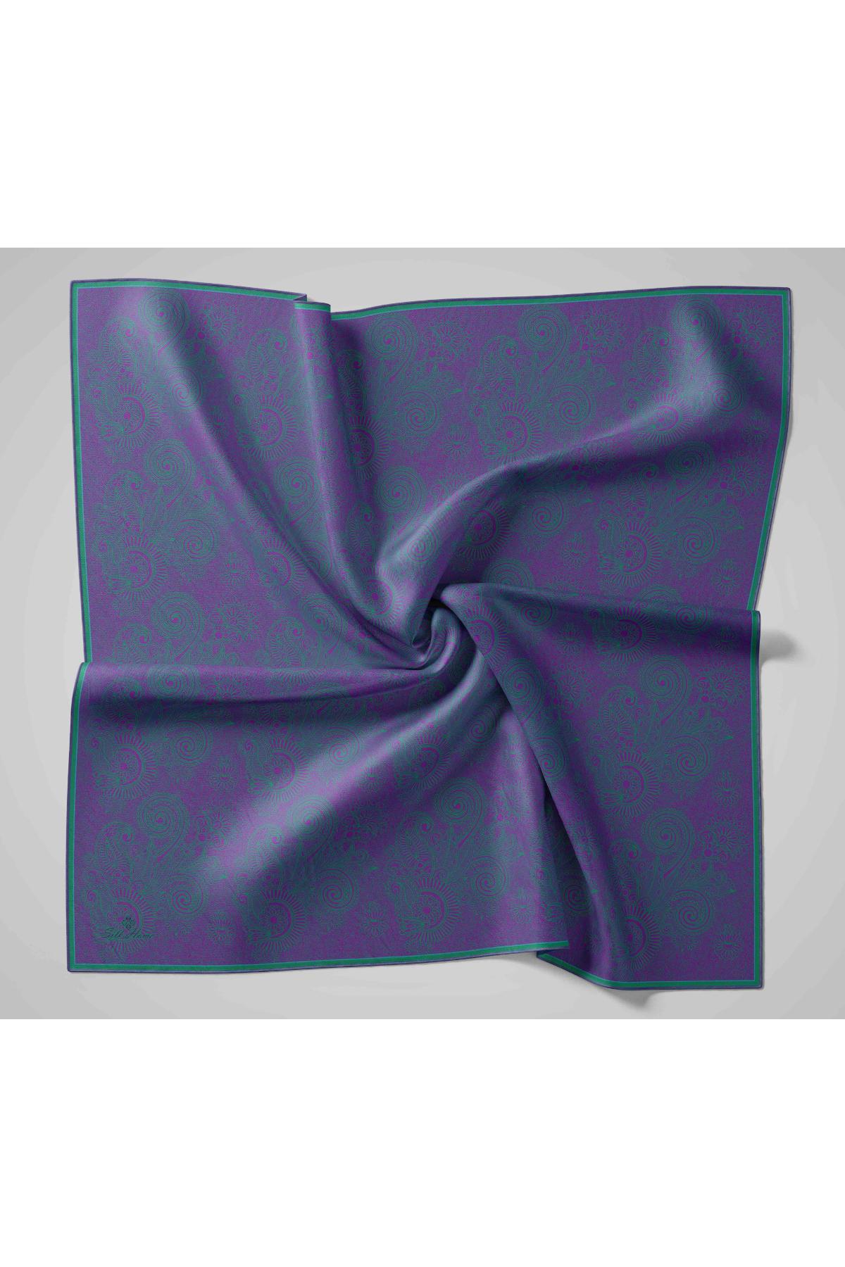 Silk Home Soft Eşarp 48864 Erguvan-Yeşil Karışık Desen 