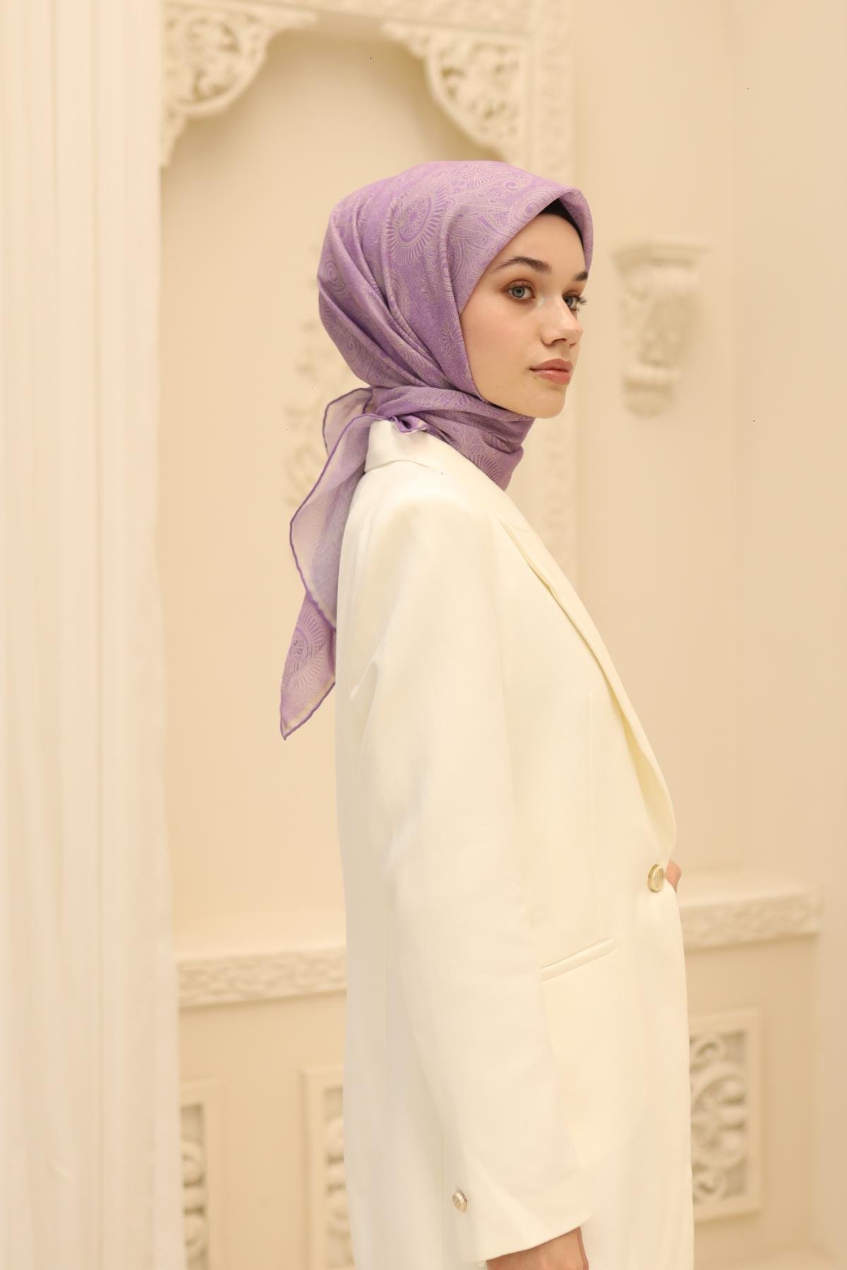 Silk Home Soft Eşarp 48887 Lila Karışık Desen 