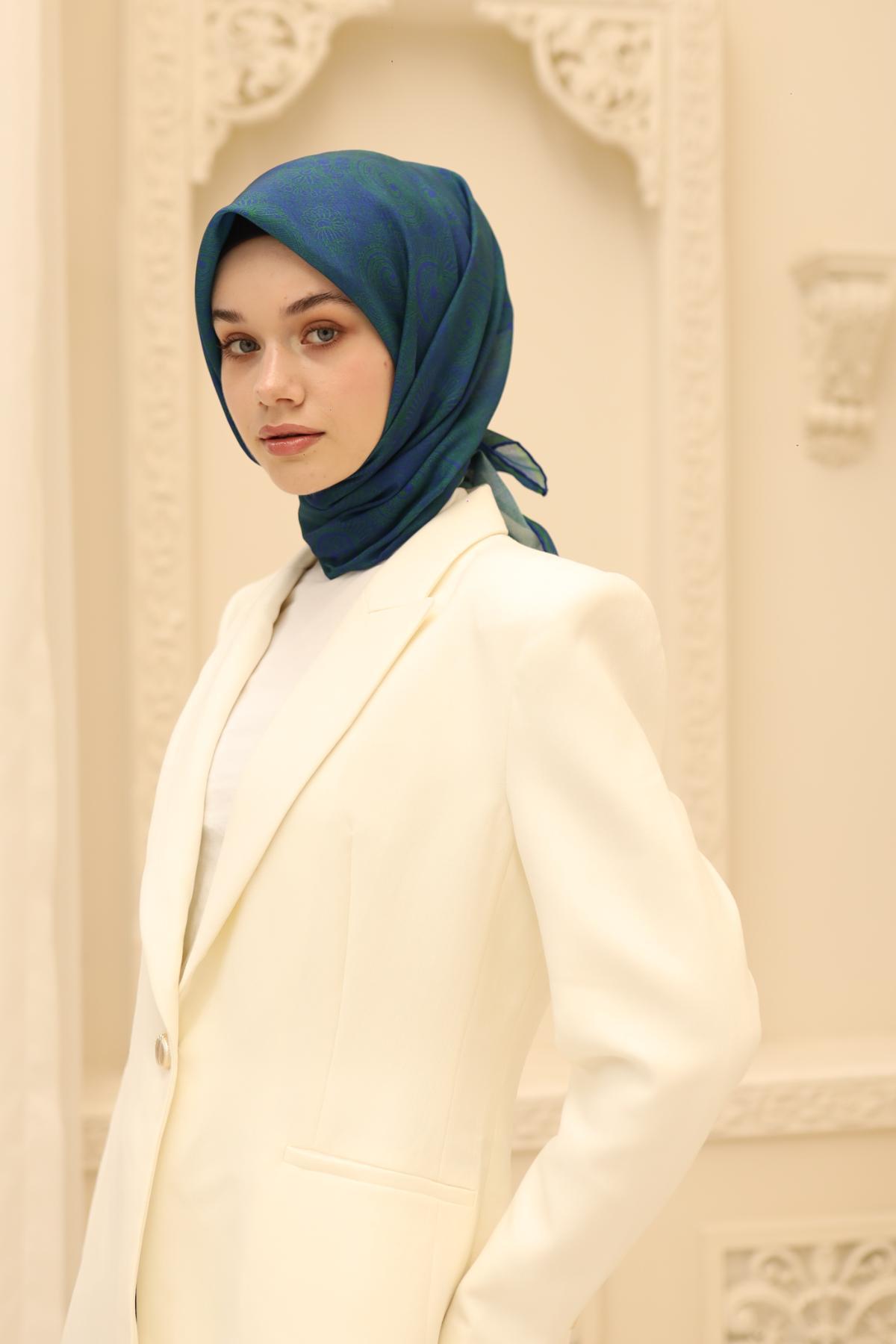 Silk Home Soft Eşarp 48888 Mavi Karışık Desen 