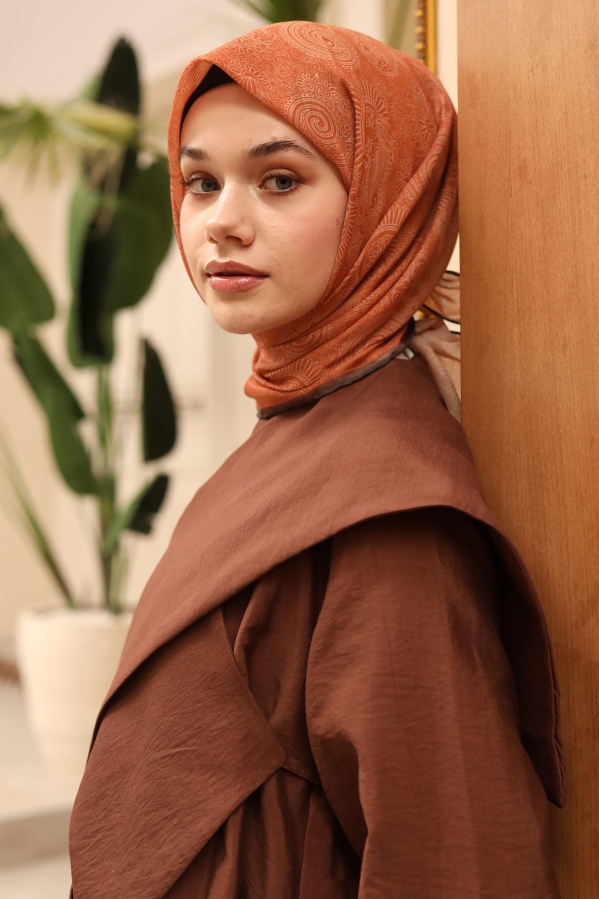 Silk Home Soft Eşarp 48890 Turuncu Karışık Desen 