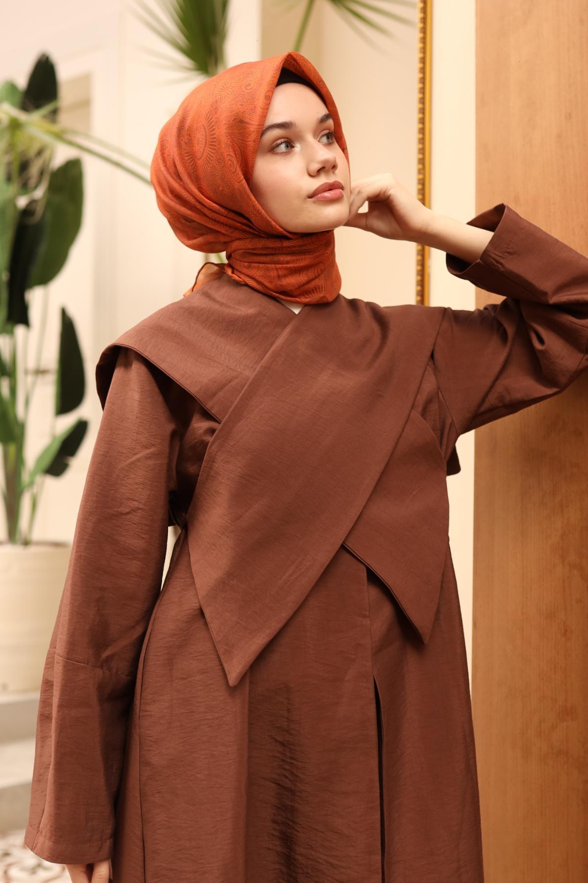 Silk Home Soft Eşarp 48891 Kahverengi Karışık Desen 
