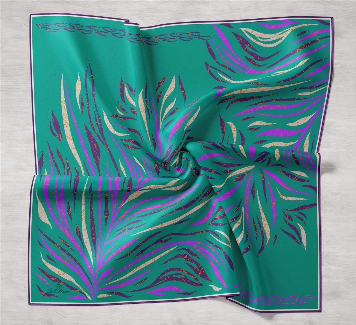 Silk Home Tivil İpek Eşarp 11432-35 Yeşil Eflatun