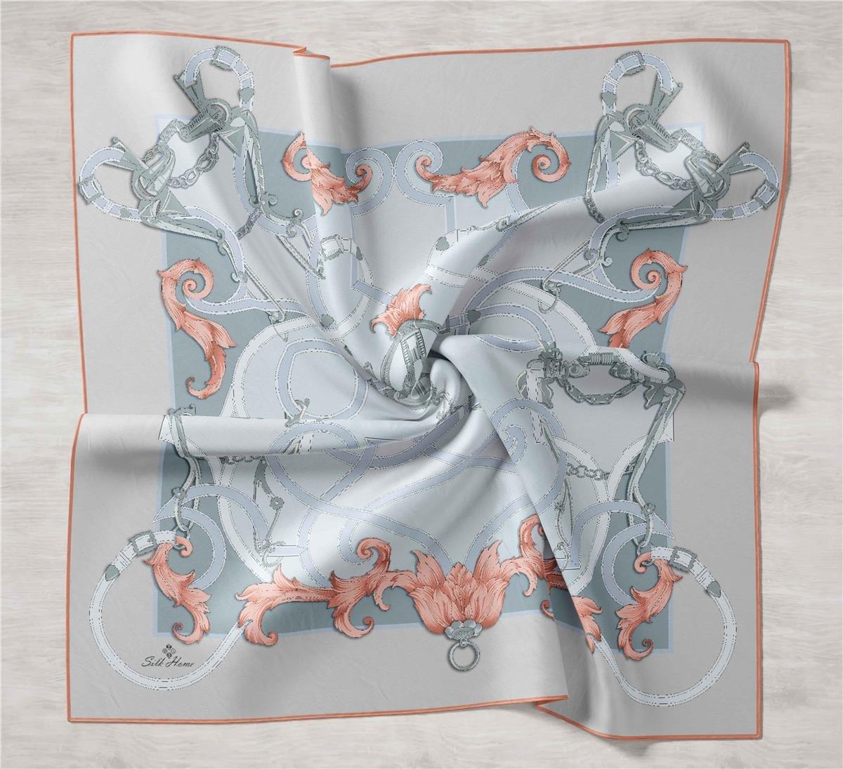 Silk Home Tivil İpek Eşarp 11436-09  Yavruağzı Karışık Desen
