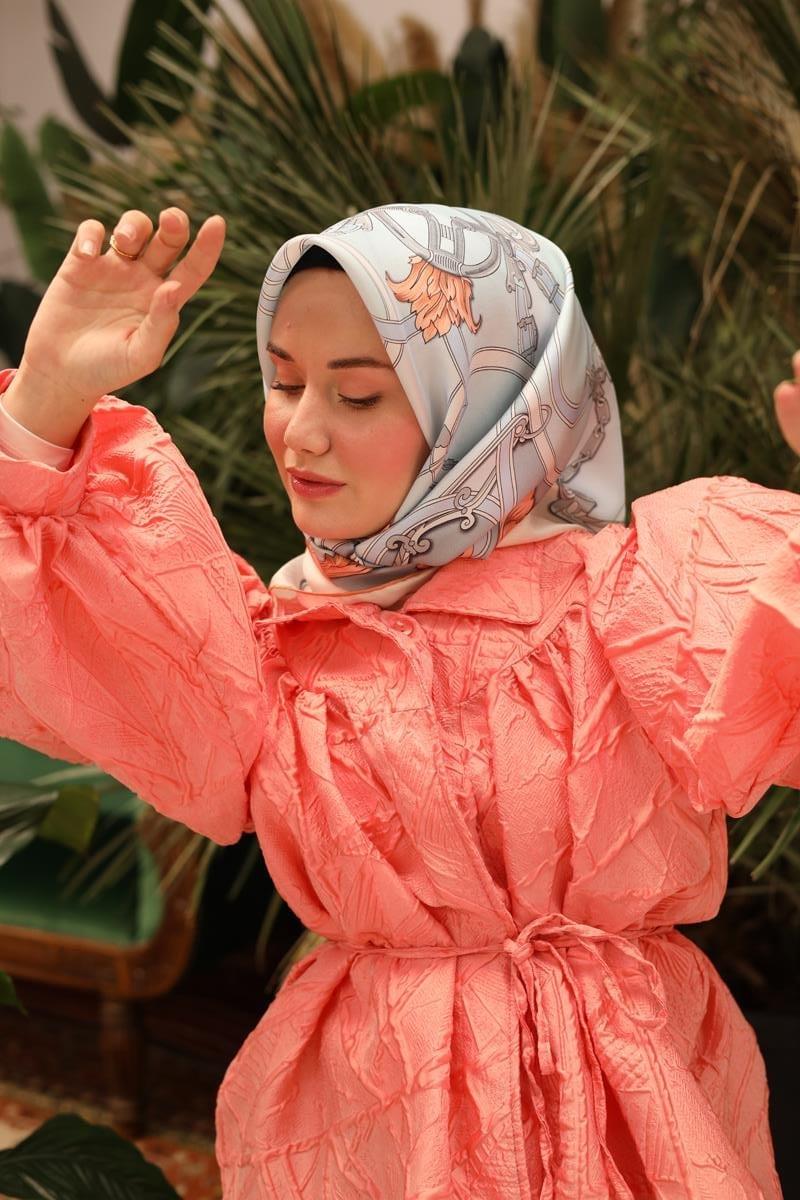 Silk Home Tivil İpek Eşarp 11436-09  Yavruağzı Karışık Desen