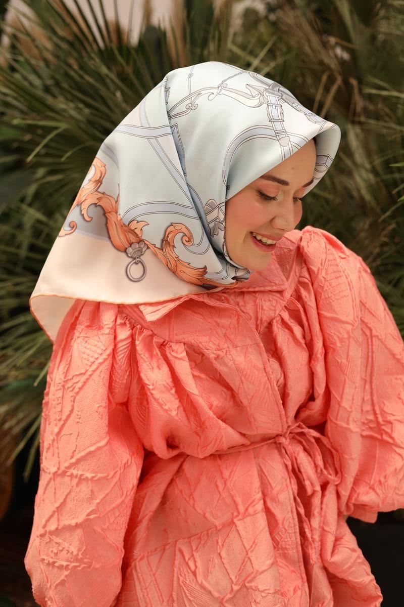 Silk Home Tivil İpek Eşarp 11436-09  Yavruağzı Karışık Desen